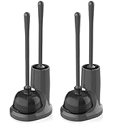 uptronic Toilet Plunger and Brush, Bowl Brush and Heavy Duty Toilet Plunger Set with Holder, 2-in...