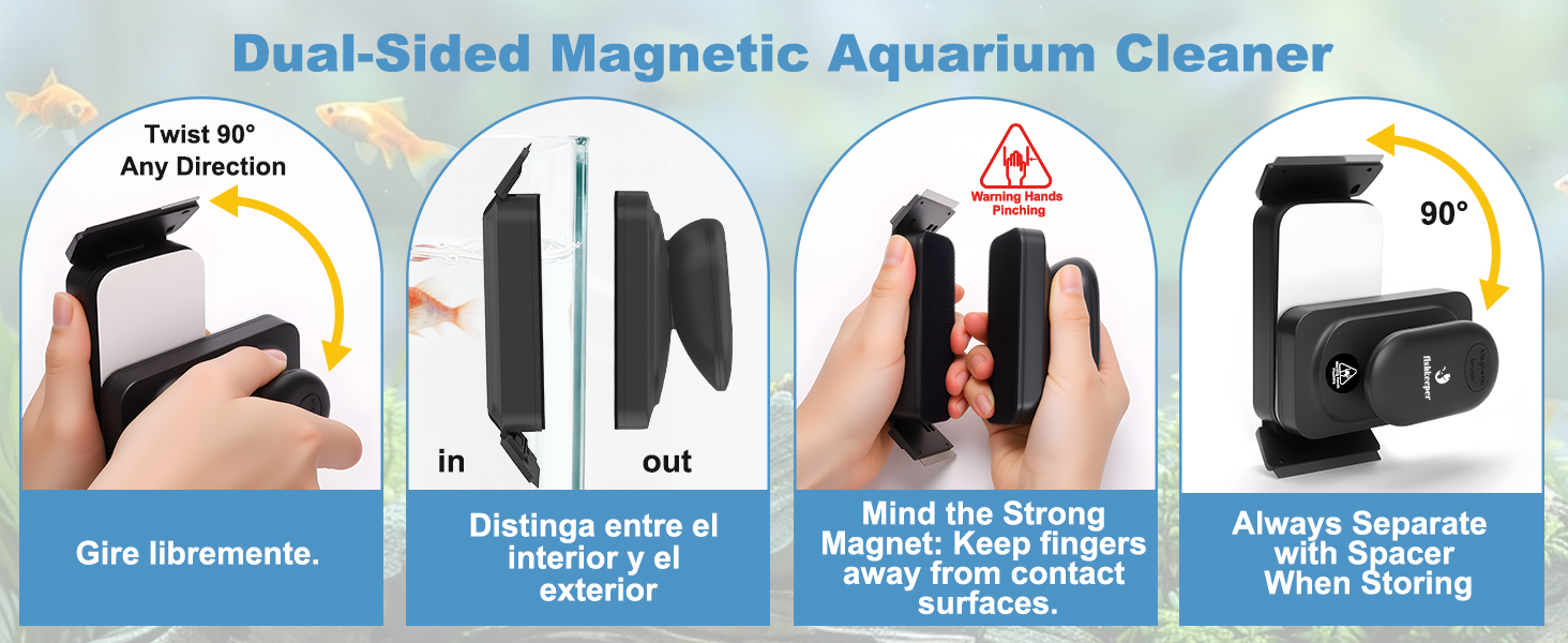 Dual-Blades Algae Fish Tank Glass Cleaner Brush