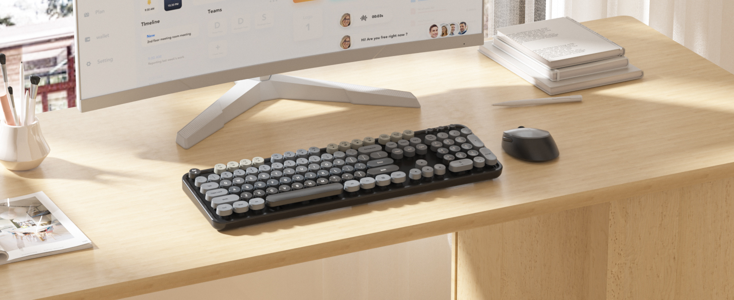 black typewriter keyboard and mouse wireless 