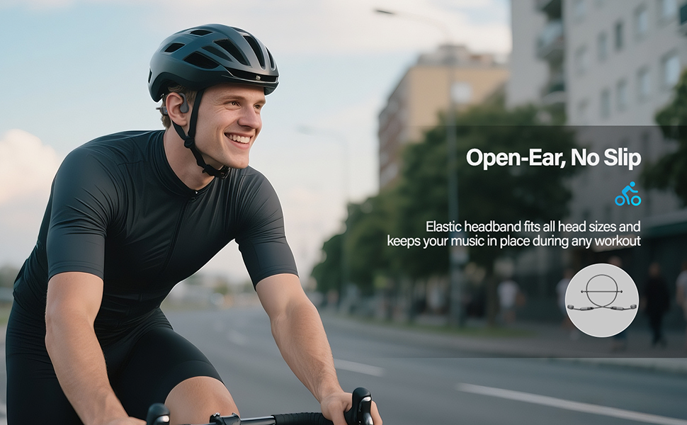 Bone conduction headphones for cycling, open-ear design for traffic awareness