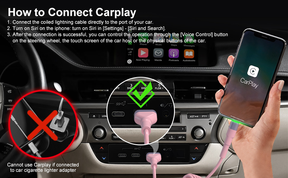 coiled lightning cable carplay