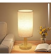 Puzipha Small Touch Bedside Table Lamp 2700K Warm Light, Stepless Dimming USB Powered,Wood Base L...
