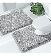 Yimobra Fluffy Bathroom Rugs Sets 2 Piece, Shaggy Toilet Rug U Shaped, Soft Comfortable Non Slip ...