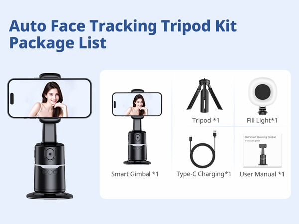 Auto Face Tracking Tripod Kit Package List