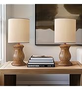 OYEARS 12.25" Small Table Lamps Set of 2 for Bedroom Living Room Simple Retro Wood Grain Farmhous...