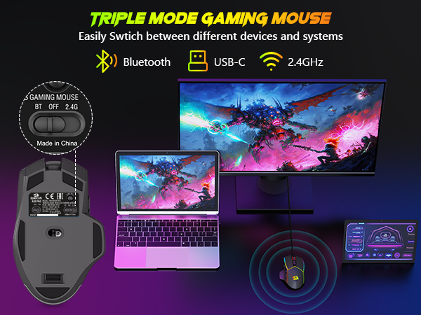 M814 Triple Mode Gaming Mouse