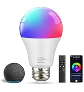 OUTON Smart RGB LED Light Bulb, WiFi &amp; Bluetooth, 16 Million DIY Colors with Remote Control, Work...