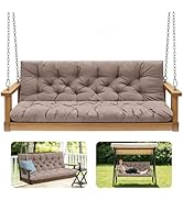 GPQAWER Outdoor Swing Cushions,Waterproof Swing Cushions 3 Seater Replacement with Backrest,Outdo...