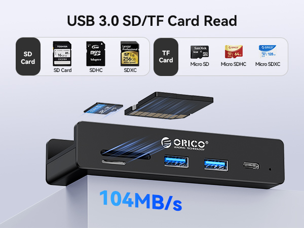 usb hub clamp with sd card reader