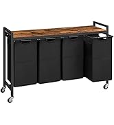 HOOBRO Laundry Sorter 4 Sections, Laundry Hamper with Wheels, 4 × 10.5 Gal (40 L), Rolling Laundr...