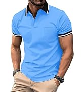 ZITY Mens Polo Shirts Casual Short Sleeve Athletic T-Shirts Classic Contrast Collar Shirt with Po...