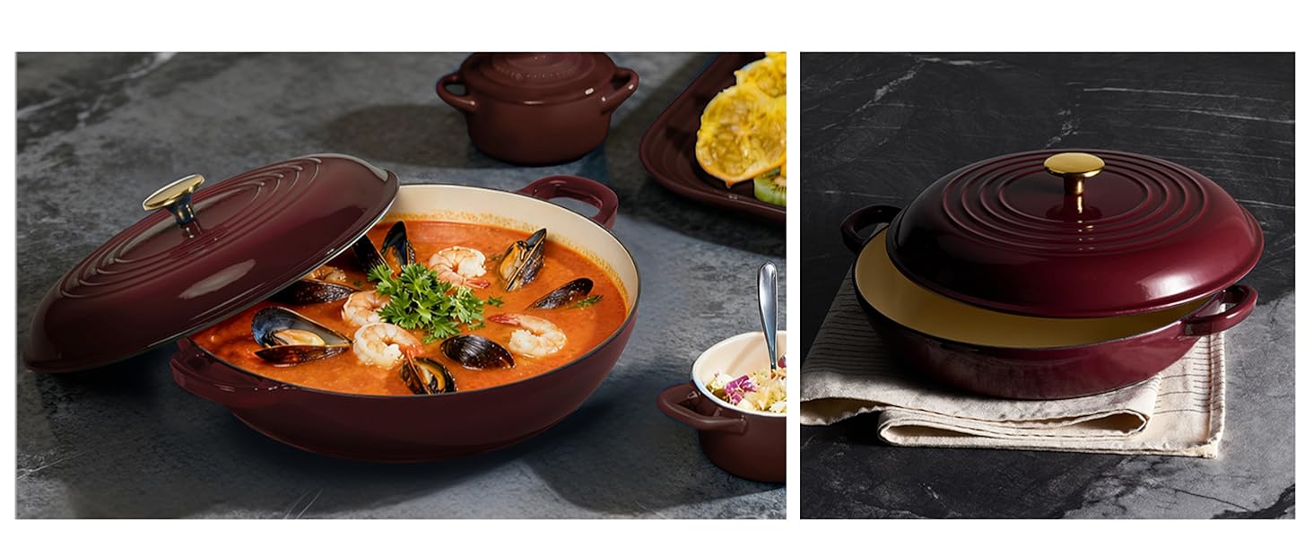 casseroledishwithliddutchovenpotwithlid3.5qtbraiserspandutchovenbreaddutchovenroundnonstickpot