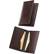 VULKIT Leather Business Card Holder 2 Sided Slim Business Name Card Organizer for Men or Women, U...