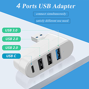 4 in 1 [90°/ 180° Degree Rotation] USB 3.0 Hub