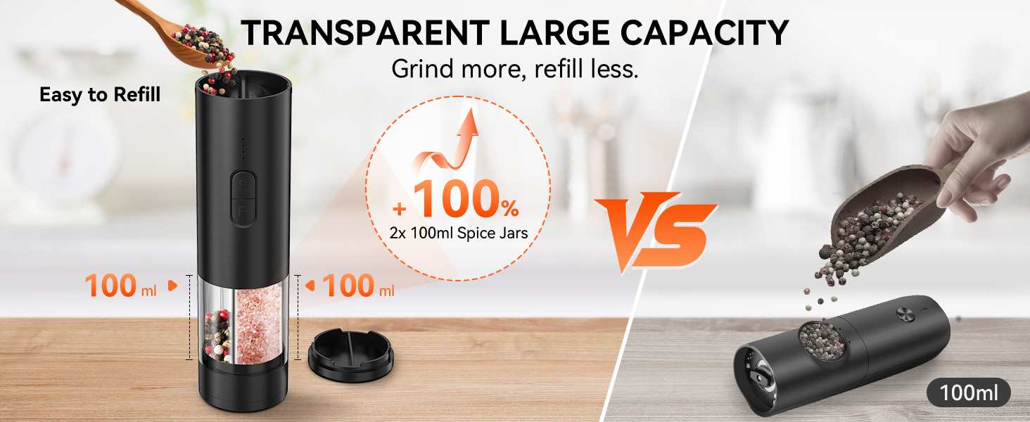 large capacity electric salt and pepper grinder