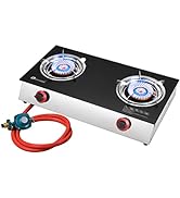 Vivicreate Camping Camp Range Chef Griddle Outdoor Kitchen Garden grill propane gas two Glass top...