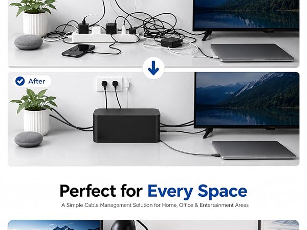Computer TV Surge Protector Cable Management Box Holders