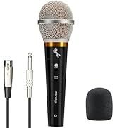 Marengo Handheld Dynamic Microphone for Karaoke Singing, Wired XLR Microphone with On and Off Swi...