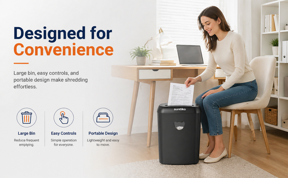 paper shredder large bin 6.6 gallon pull out wastebasket easy empty design home office