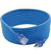 Clear Power 50 ft Extreme Cold Weather Outdoor Extension Cord, Lighted End, 16/3 SJTW, Flexible D...