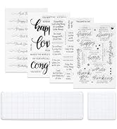 UCEC 4 PCS Rubber Clear Stamps Set Transparent Postage Silicone Stamps, 2 PCS Acrylic Stamp Block...