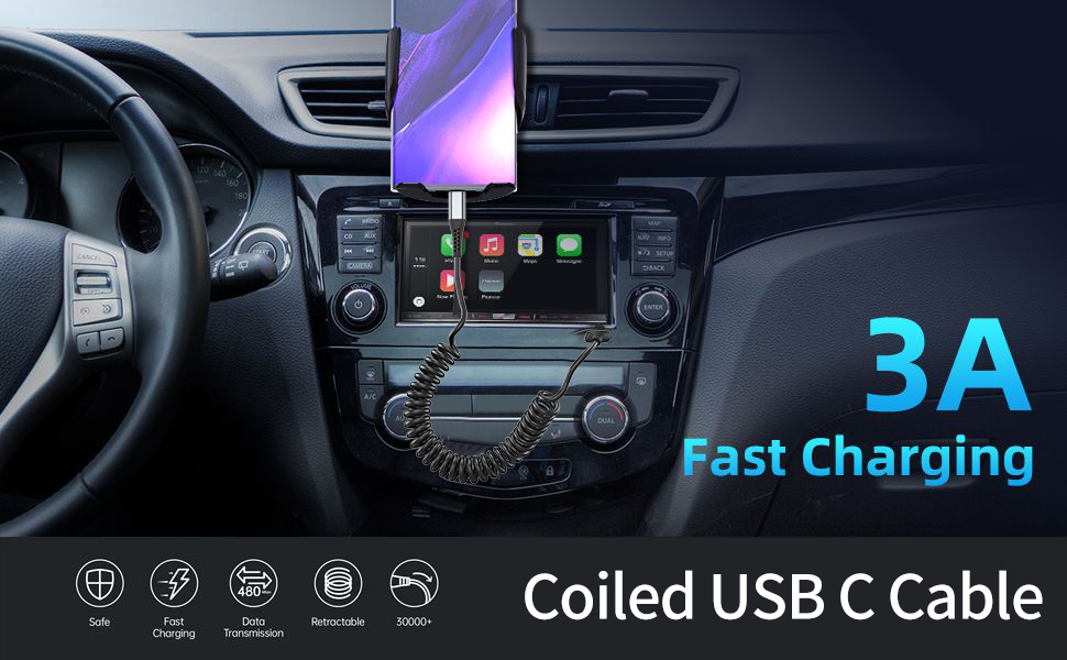 Coiled Carplay Car Charger