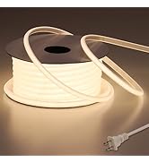 BENLUN AC 110V COB LED Strip Lights Outdoor Waterproof 65.6ft, 4000K Natural White Super Bright 2...