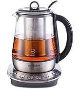 BUYDEEM K2423 Tea Maker, 316 Stainless Steel &amp; Heat Resistant DURAN Glass Electric Kettle, 5 Temp...
