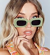 LASPOR Vintage 90s Rectangle Sunglasses Trendy Nude Square Sunglasses for Women Men