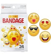 BioSwiss Bandages, Emoji Shaped Self Adhesive Bandage, Latex Free Sterile Wound Care, Fun First A...