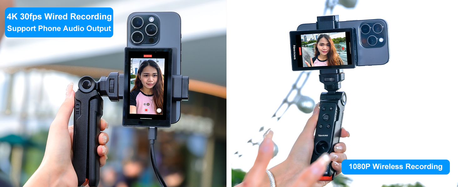 Vlog Selfie Phone Screen with Wireless Remote