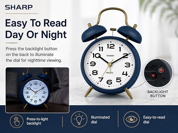 loud alarm clock for bedroom retro style vintage mid century modern battery powered simple easy 