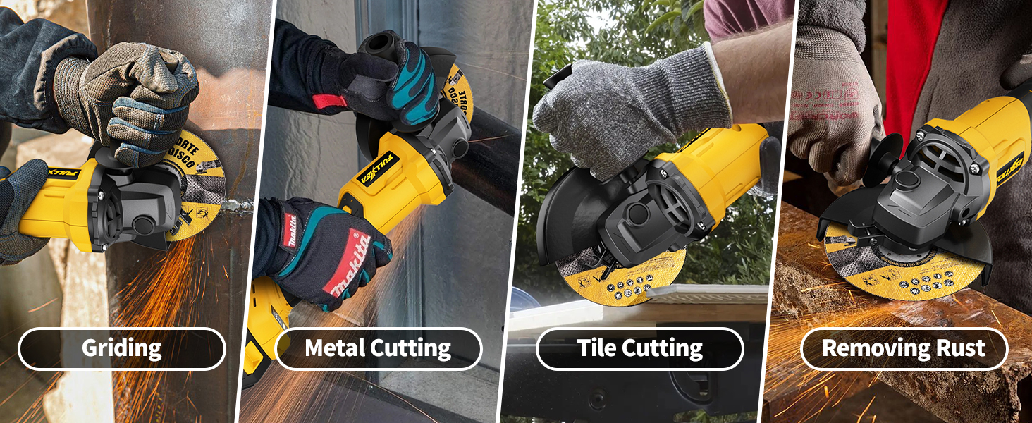 FULLYEA Cordless Angle Grinder 4-1/2&amp;#34; Powerful Brushless Motor 12000 RPM