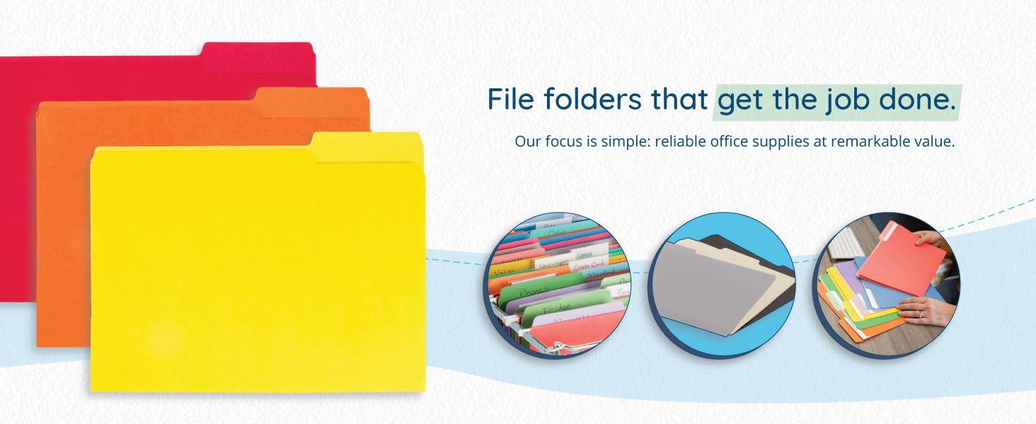 File folder features with image of orange file folders
