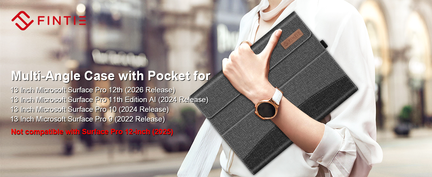 microsoft surface pro 10 / pro 9 portfolio case with pocket