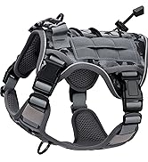 Heavy-Duty Tactical Dog Harness for Large Dogs, No Pull Adjustable Reflective Pet Vest with Molle...