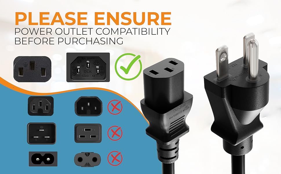 IEC320 C20 to C19 Heavy Duty Extension Power Cord, 12AWG, SJT, 20A/250V