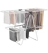 VEVOR Clothes Drying Rack, 2-Tier Foldable Laundry Dryer Rack with Sock Clips &amp; 31 Dry Rods, Meta...