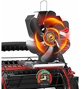 XTIMES Wood Stove Fan Heat Powered Fireplace Fan with Magnetic Thermometer Thermoelectric Fan for...