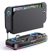 NEWDERY Cooling Fan for Nintendo Switch 2 Dock with Dual Fans, 3 Adjustable Speeds, RGB Light Mod...
