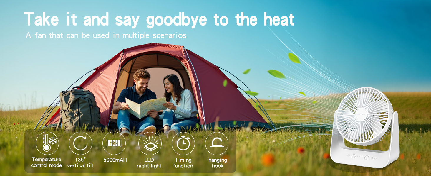 White Desk Fan Camping Fan table fan Desk Fan for bedrom