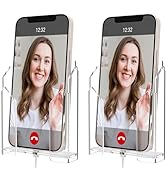 Crpich Wall Mounted Phone Holder, Acrylic Phone Cradle with 3M Transparent Tapes, Clear Phone Sta...