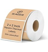 iEager Brown Square Thermal Label Stickers, 2"x2" Self-Adhesive Square Direct Thermal Labels with...