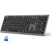 TECKNET Bluetooth Keyboard Rechargeable, 4-Device Free Switching (2.4G+BT), Ultra-Slim Full Size ...
