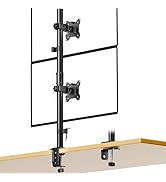 monTEK Stable Vertical Dual Monitor Mount, Stacked Desk Stand for Two 17-32 inch Screens, Full Mo...
