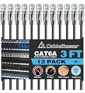 CableGeeker Patch Cables Cat6a 3ft (12 Pack) Slim, Cat6 Ethernet Patch Cable 10G Support, Snagles...