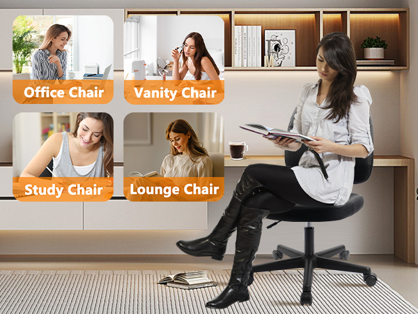 black armless executive chairs with wheels