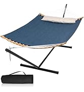 Mansion Home 2 Person Hammock with Stand Included, Quick Dry Hammock with Curved Spreader Bars fo...