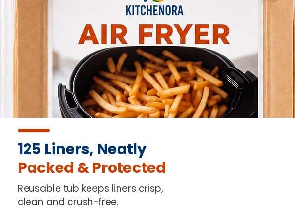 Air fryer liners tub with 125 count, liners stay crisp and crush-free