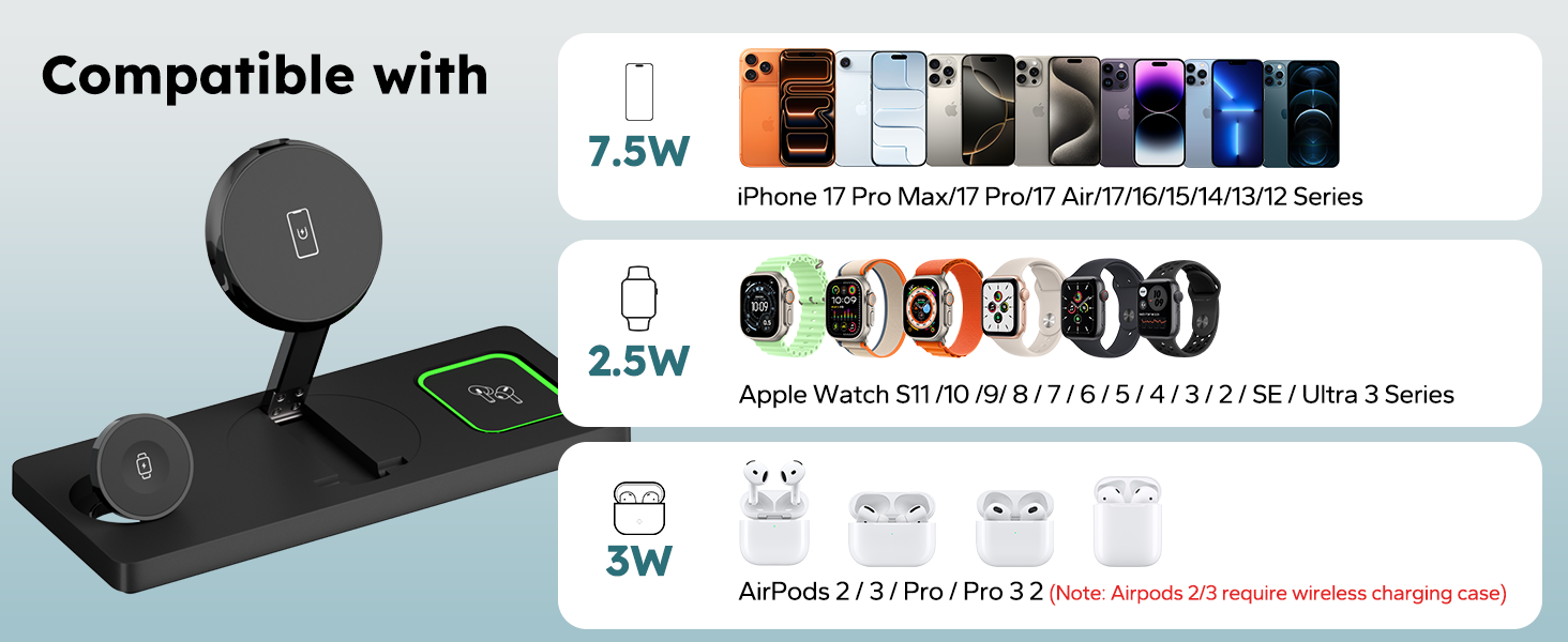 magnetic 3 in 1 charger stand for apple